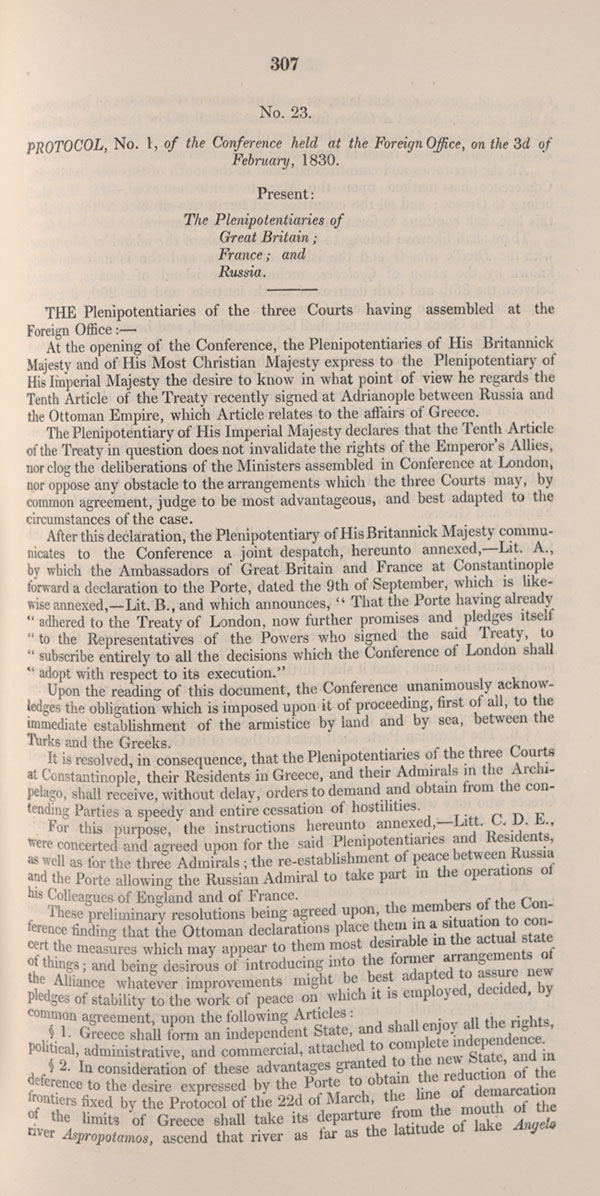 Protocole de Londres de 1830 Encyclopedia Histoire