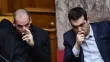 Yanis Varoufakis  (à gauche), ministre grec des Finances, et Alexis Tsipras, premier ministre. Crédits photo : LOUISA GOULIAMAKI/AFP


