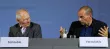Le ministre des finances grec Yanis Varoufakis (à droite) and son homologue allemand Wolfgang Schauble lors d'une conférence à Berlin le 5 février 2015.



