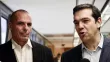 A gauche, Yanis Varoufakis, ministre des Finances grec. A droite, Alexis Tsipras, premier ministre grec. Crédits photo : LOUISA GOULIAMAKI/AFP


