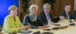 Angela Merkel, Christine Lagarde, Jean-Claude Juncker et Mario Draghi, à Bruxelles ce lundi. Crédits photo : YVES HERMAN/REUTERS


