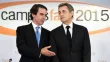 Nicolas Sarkozy était lundi à Madrid, à l'invitation de l'ancien président du gouvernement espagnol José Maria Aznar. Crédits photo : JAVIER SORIANO/AFP



