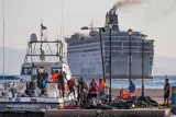 Face à la dégradation des conditions de vie à Kos, le gouvernement grec a affrété la semaine dernière le ferry Eleftherios Venizelos pour héberger 2500 Syriens. Image: Keystone



