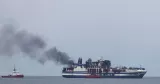 Le violent incendie, qui s'était déclaré à l'aube du 18 février avec près de 300 personnes à bord de l'Euroferry Olympia, n'avait été éteint qu'une semaine plus tard. ANGELOS TZORTZINIS / AFP


