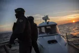Une patrouille de Frontex, l'agence de protection des frontières européennes, près de Lesbos, le 8 décembre 2015.


