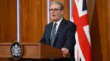 Le Premier ministre britannique Keir Starmer fait le point sur la situation au Moyen-Orient dans la salle de briefing de Downing Street à Londres, Angleterre, jeudi 5 mars 2026. -  Tous droits réservés  2026 Getty Images