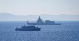 Des navires militaires turcs lors d'un exercice dans le golfe de Saros, en mer Égée, le 30 octobre 2025.