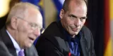 Wolfgang Schäuble (à gauche), le ministre allemand des finances, avec son homologue grec, Yanis Varoufakis, lors d'une conférence de presse commune à Berlin, le 5 février.


