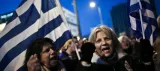 Manifestation devant le Parlement à Athènes le 15 février 2015 pour soutenir le gouvernement avant la réunion décisive de l'Eurogroupe


