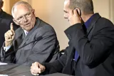 L'Allemand Wolfgang Schäuble (à g.) et le Grec Yanis Varoufakis. Image: ODD ANDERSEN/AFP


