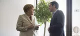 Angela Merkel et Alexis Tsipras, le 23 avril à Bruxelles. Crédits photo : GUIDO BERGMANN/AFP


