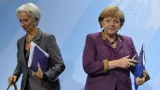 Christine Lagarde, la patronne du FMI et Angela Merkel Crédits photo : ODD ANDERSEN/AFP


