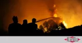 Des pompiers luttent contre un incendie près du village de Kapandriti, au nord d'Athènes en Grèce, le 14 août 2017


