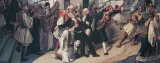 L'assassinat de Capo d'Istria sur le parvis de l'église Saint Spyridon à Nauplie, vu par Charalambos Pachis (1844-1891). (Détail.) © Musée de Corfou/fr.wikipedia.org


