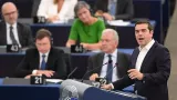 Le Premier ministre grec Alexis Tsipras s'exprime devant le Parlement européen à Strasbourg (France), le 11 septembre 2018


