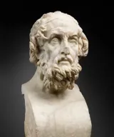  Portrait imaginaire d'Homère, buste en marbre, H. 54 cm ; L. 25 cm. IIe siècle ap. J.-C.