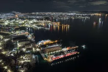 Vue aérienne de la zone portuaire et des chantiers navals d'Eleusis, près d'Athènes, le 25 novembre 2025. DIMITRIS ASPIOTIS/SHUTTERSTOCK/SIPA