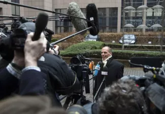 L'Eurogroupe parvient à un accord avec la Grèce Yanis Varoufakis, le ministre grec des finances, vendredi 20 février à Bruxelles.