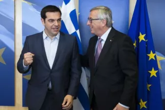 Alexis Tsipras et Jean-Claude Juncker. © AFP


