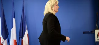 Marine Le Pen, le 3 juin à Nanterre. Crédits photo : STEPHANE DE SAKUTIN/AFP


