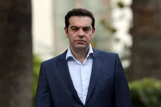 Grèce : l'heure de vérité est arrivée pour Tsipras Le Premier ministre Alexis Tsipras a adouci son ton face aux créanciers de la Grèce, mercredi - AFP PHOTO/ LOUISA GOULIAMAKI