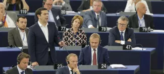 Grèce: à Strasbourg, les extrêmes appuient Alexis Tsipras Crédits photo : VINCENT KESSLER/REUTERS