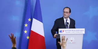 Hollande évite d'en faire trop sur la Grèce, mais savoure l'instant Hollande évite d'en faire trop sur la Grèce, mais savoure l'instant.