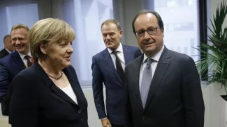 Samedi, l'Eurogroupe a tourné à la «confrontation». Crédits photo : Olivier Hoslet/AP


