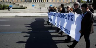 Grèce: grève générale contre le plan de retraites de Tsipras Grèce: grève générale contre le plan de retraites de Tsipras.