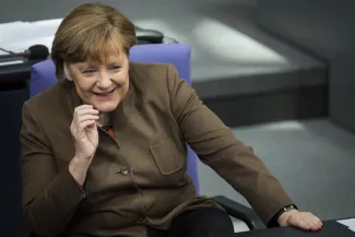 Merkel ne laissera pas la Grèce «dans le chaos» Angela Merkel, le 25 février 2016 au Bundestag à Berlin (Allemagne). Image: AFP