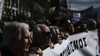 Les insulaires grecs manifestent à Athènes contre les camps de migrants Des îliens, impactés par la présence de migrants, manifestent contre le gouvernement à Athènes, le 13 février 2020