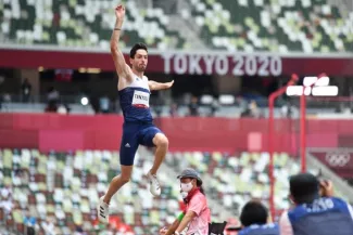 JO : Miltiadis Tentoglou sacré champion olympique de la longueur aux JO de Tokyo Tentoglou en or. (Kenjiro Matsuo/Kenjiro matsuo/aflo)