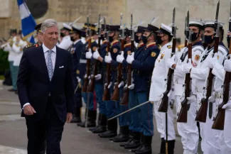 Le couple royal belge débute sa visite d'Etat en Grèce Le couple royal belge débute sa visite d'Etat en Grèce.