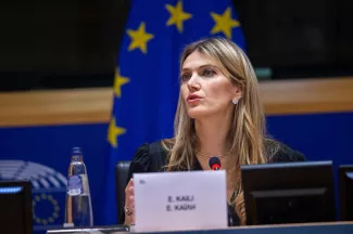 Eva Kaili s'exprimait à Bruxelles, le 7 décembre dernier.


