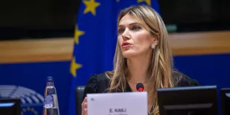 Scandale de corruption : l'eurodéputée grecque Eva Kaili, maintenue en détention L'eurodéputée grecque Eva Kaili reste en détention pour l'heure. © ERIC VIDAL / EUROPEAN PARLIAMENT / AFP