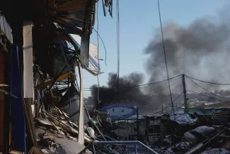 Guerre en Ukraine : malgré la pseudo-trêve, un Noël orthodoxe sous les bombes Bakhmut, sur la ligne de front de Donbas, le 7 janvier 2023.