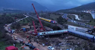 Après le drame, la qualité des trains grecs dans la ligne de mire Le site de l'accident, vers Larissa, 1er mars 2023. — © GIANNIS FLOULIS / REUTERS