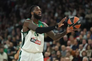 Le Français Mathias Lessort a vécu la folle ambiance d'Athènes. (A. Martin/L'Équipe)