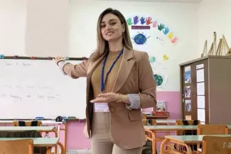 Panagiota Diamanti, enseignante dans le village grec de Fourna. PANAGIOTA DIAMANTI / YOUTUBE