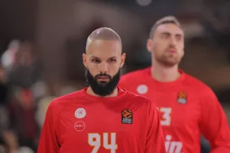 Evan Fournier et l'Olympiakos sont les actuels co-leader d'Euroligue. (S. Boué/L'Équipe)