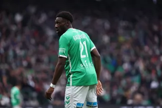 Dylan Batubinsika sous les couleurs de Saint-Étienne. (A. Martin/L'Equipe)