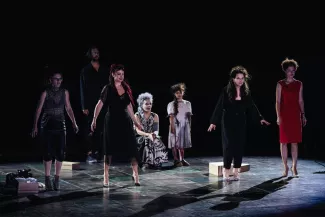 Juliette Binoche, lors de la générale du « Serment d’Europe » de Wajdi Mouawad, dans le cadre du Festival d’Athènes et d’Epidaure, le 31 juillet 2025. THEOFILOS TSIMAS