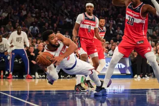 Karl-Anthony Towns a porté les Knicks face à Washington (Lucas Boland/Imagn images via reuters connect)