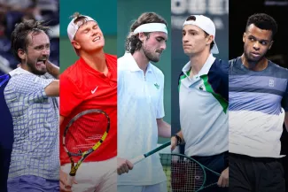 Daniil Medvedev, Holger Rune, Stefanos Tsitsipas, Ugo Humbert et Giovanni Mpetshi Perricard. (Presse Sports/L'Équipe)