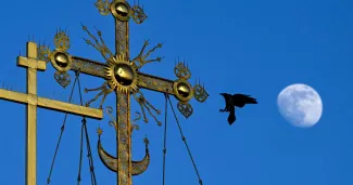 La croix d'une église orthodoxe à Moscou (Russie), en 2023.