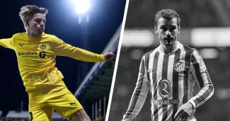 Jens Petter Hauge (à gauche) étincelant ; Antoine Griezmann impuissant. Icon Sport