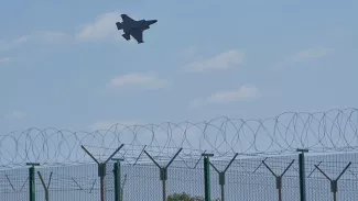 Chasseur décollant des bases britanniques d'Akrotiri, 2 mars 2026 -  Tous droits réservés  AP Photo/Petros Karadjias