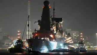 le HMS Dragon dans le port de Portsmouth -  Tous droits réservés  Andrew Matthews/PA Wire