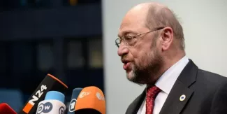 Le président du Parlement européen dénonce l'attitude de Berlin face à Athènes Martin Schultz condamne les propos attribués à la chancelière allemande sur une éventuelle sortie de la Grèce de la zone euro en cas de victoire électorale de la gauche radicale dans le pays. | AFP/THIERRY CHARLIER