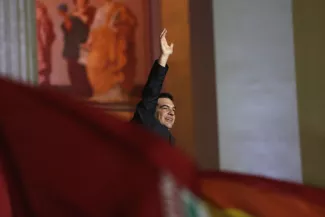 Le leader de Syriza Alexis Tsipras au soir de sa victoire le dimanche 25 janvier. | Petros Giannakouris / AP


